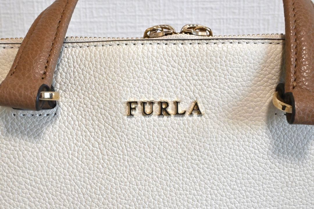 FURLA フルラ 2WAY ハンドバッグ レザー 白 ブラウン レディース