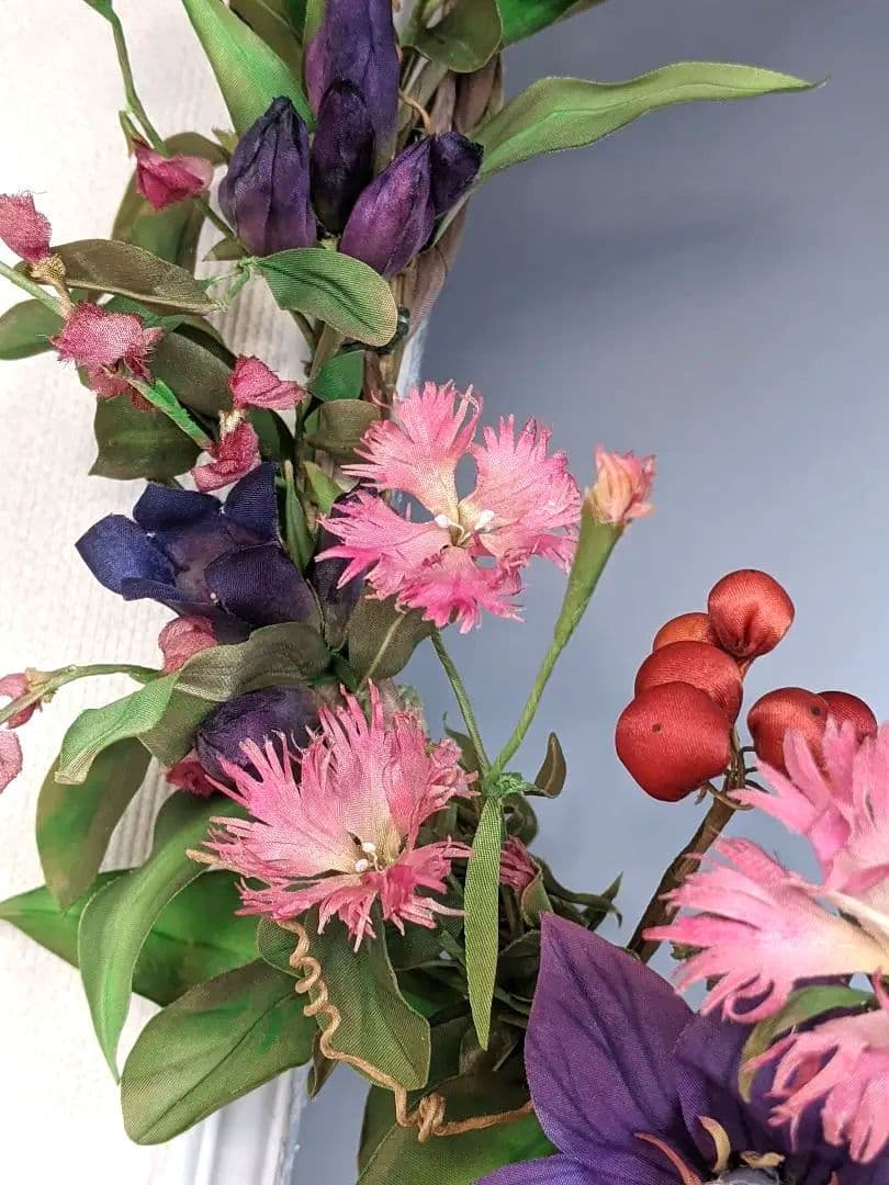 アートフラワーリース❁秋の花❁染花布花❁ハンドメイド