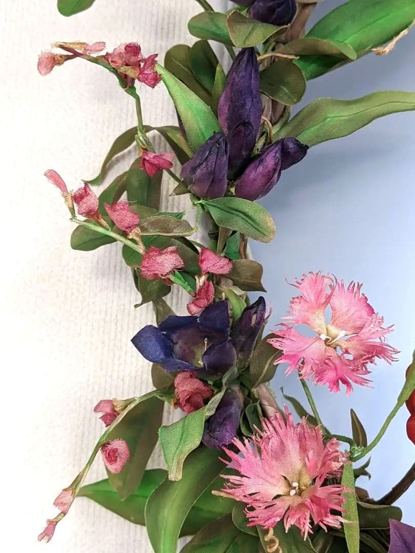 アートフラワーリース❁秋の花❁染花布花❁ハンドメイド