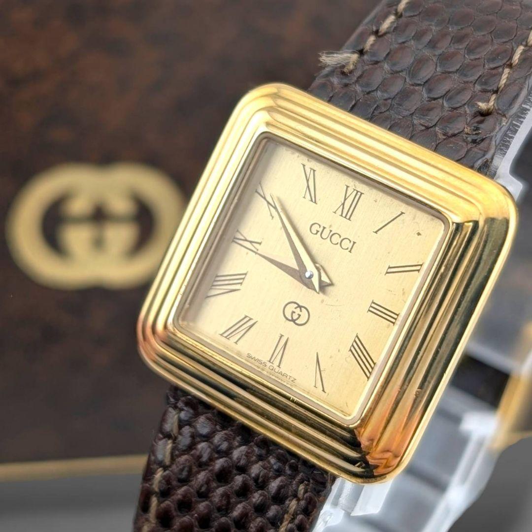 【ケース付】グッチ オールドグッチ スクエア ローマン 純正ベルト 不動