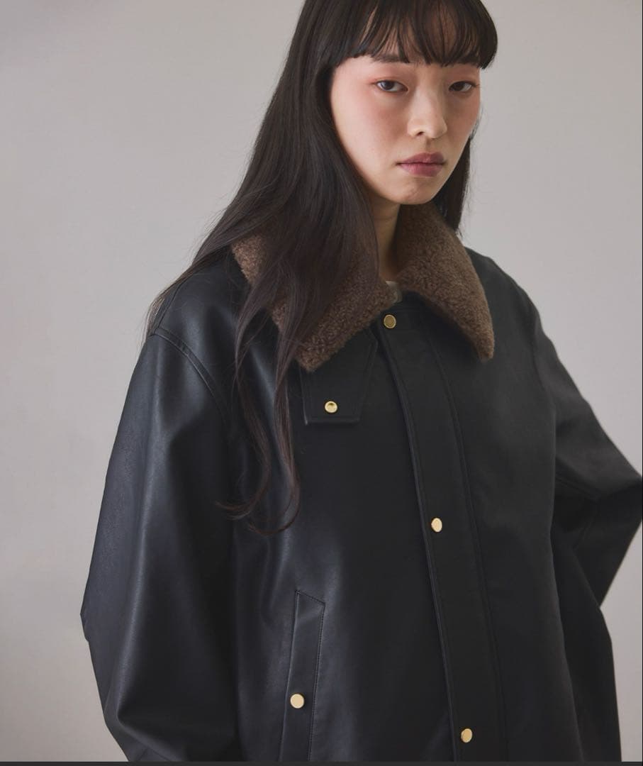 アダムエロペ　シンセティックレザーフライトジャケット　黒