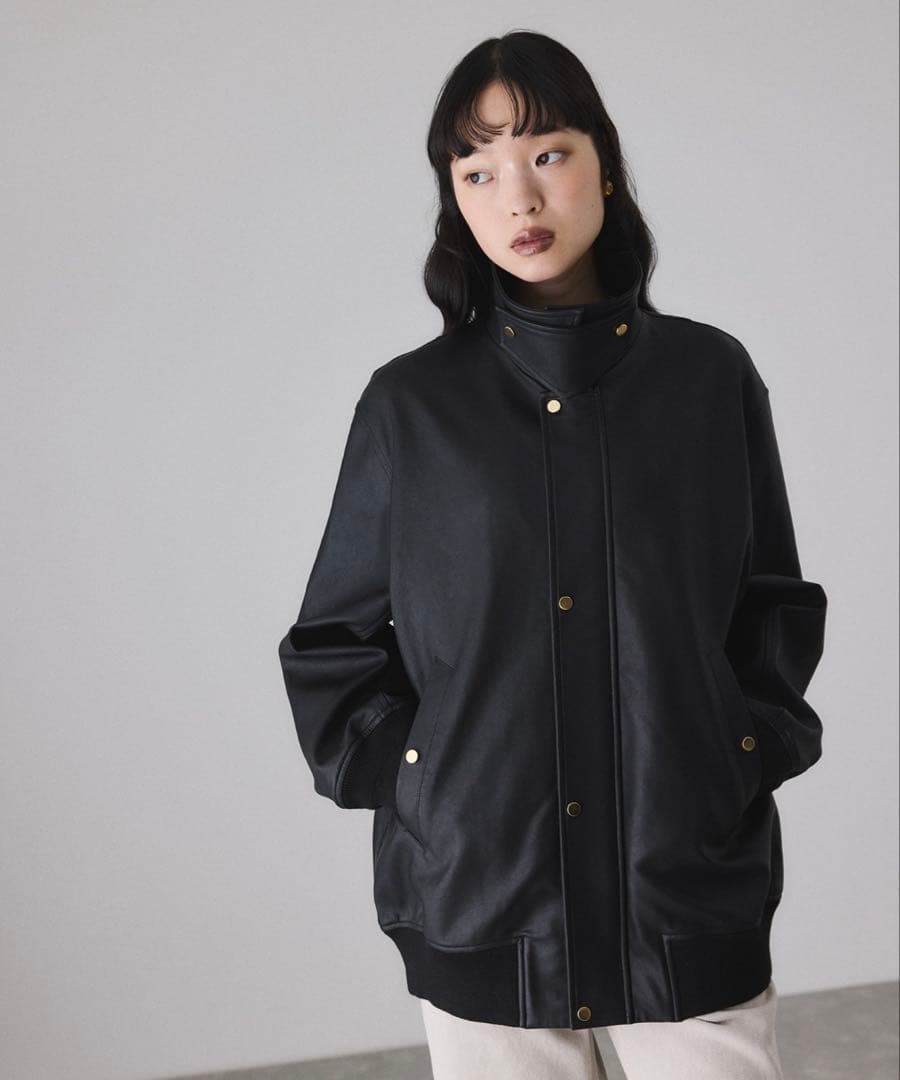 アダムエロペ　シンセティックレザーフライトジャケット　黒