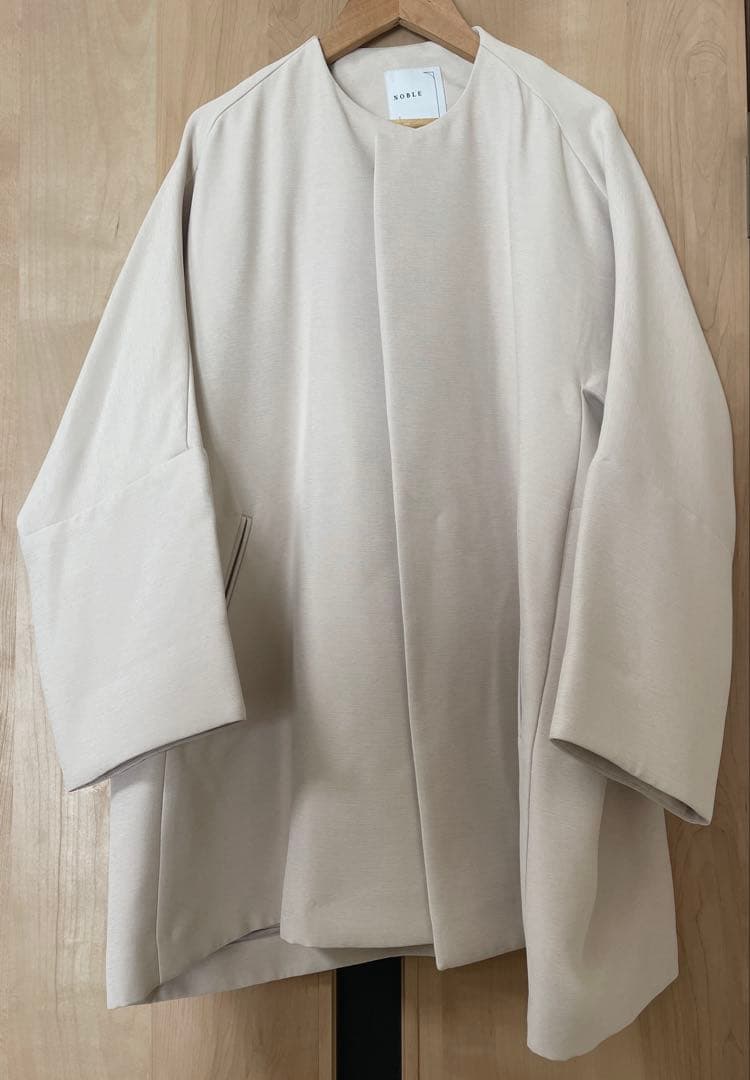 NOBLE トリプルクロスクルーネックショートコート ベージュ 38