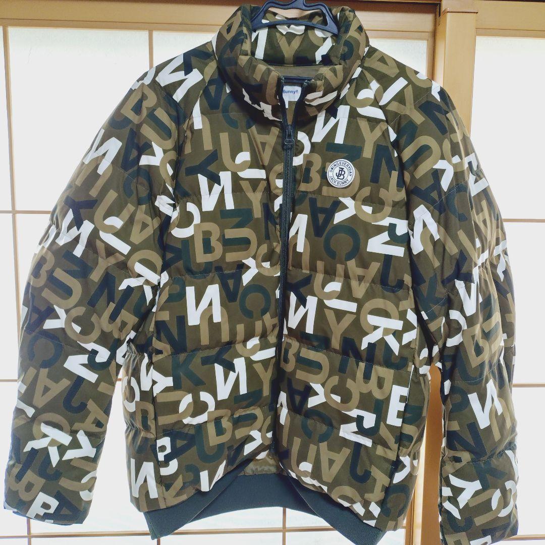 ジャックバニー 中綿ジャケット カーキ×白 英字総柄 シリコンワッペン サイズ5