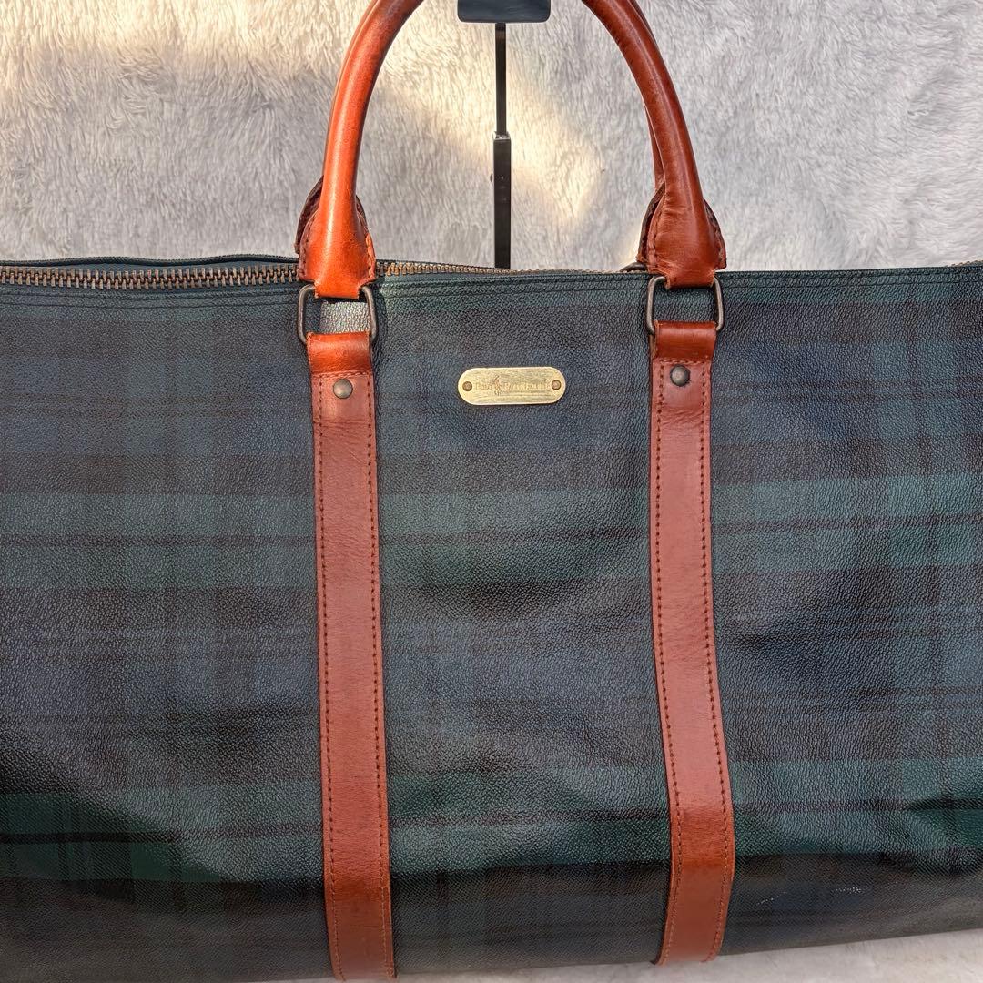 良品✨POLO RALPH LAUREN ボストンバッグ 大容量 チェック 緑