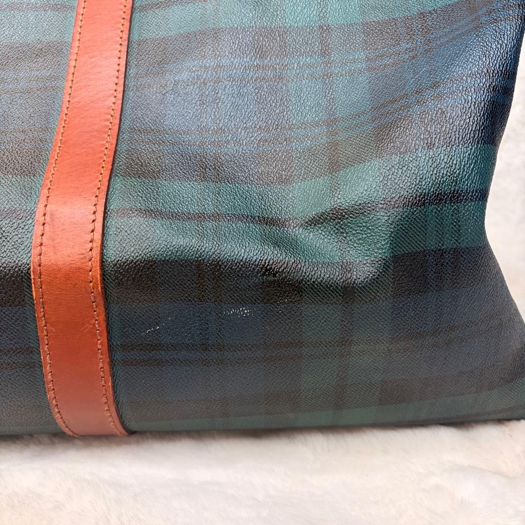 良品✨POLO RALPH LAUREN ボストンバッグ 大容量 チェック 緑
