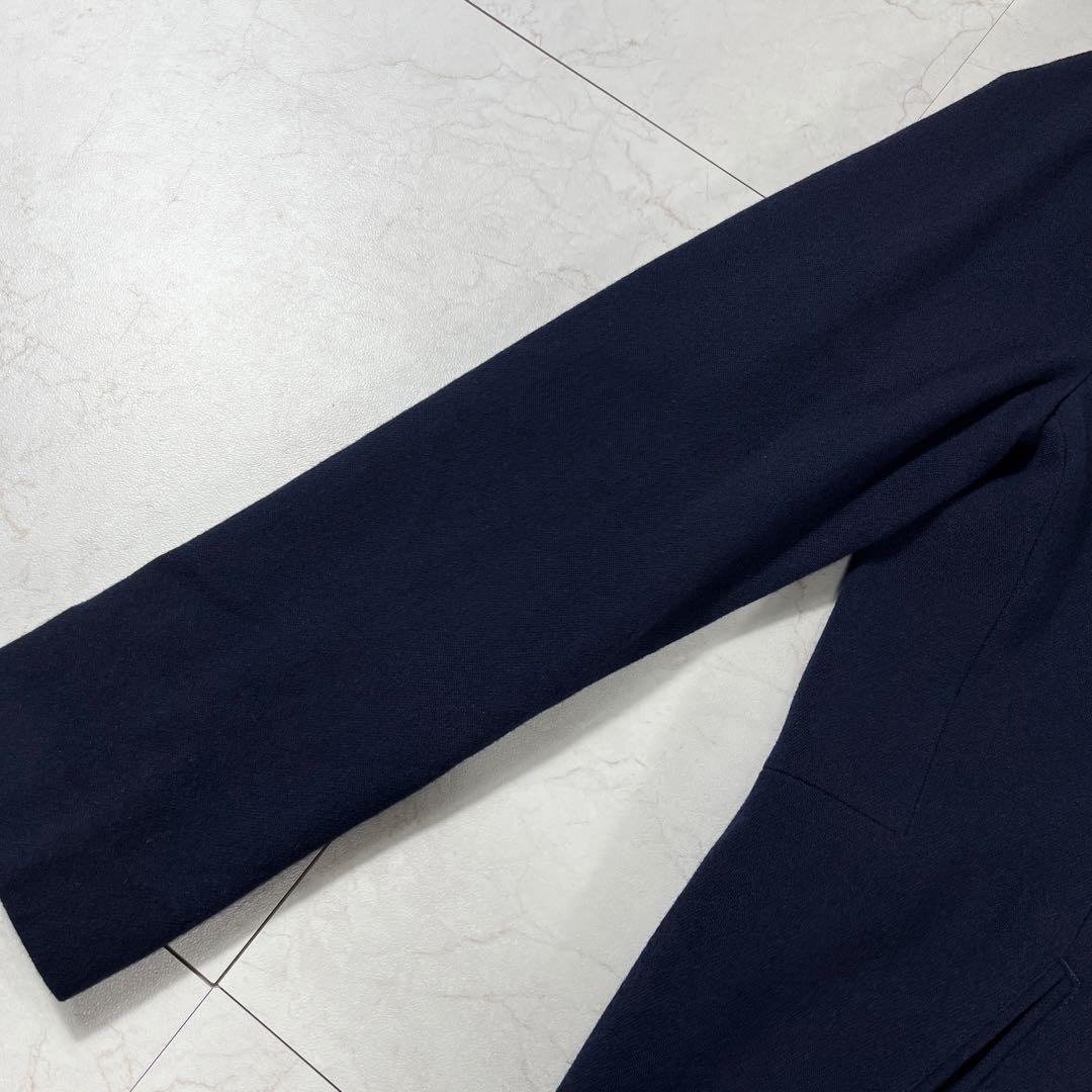 ✨美品 デンハム 希少 刺子 マオカラーコート ネイビー 刻印ボタン 裏プリント