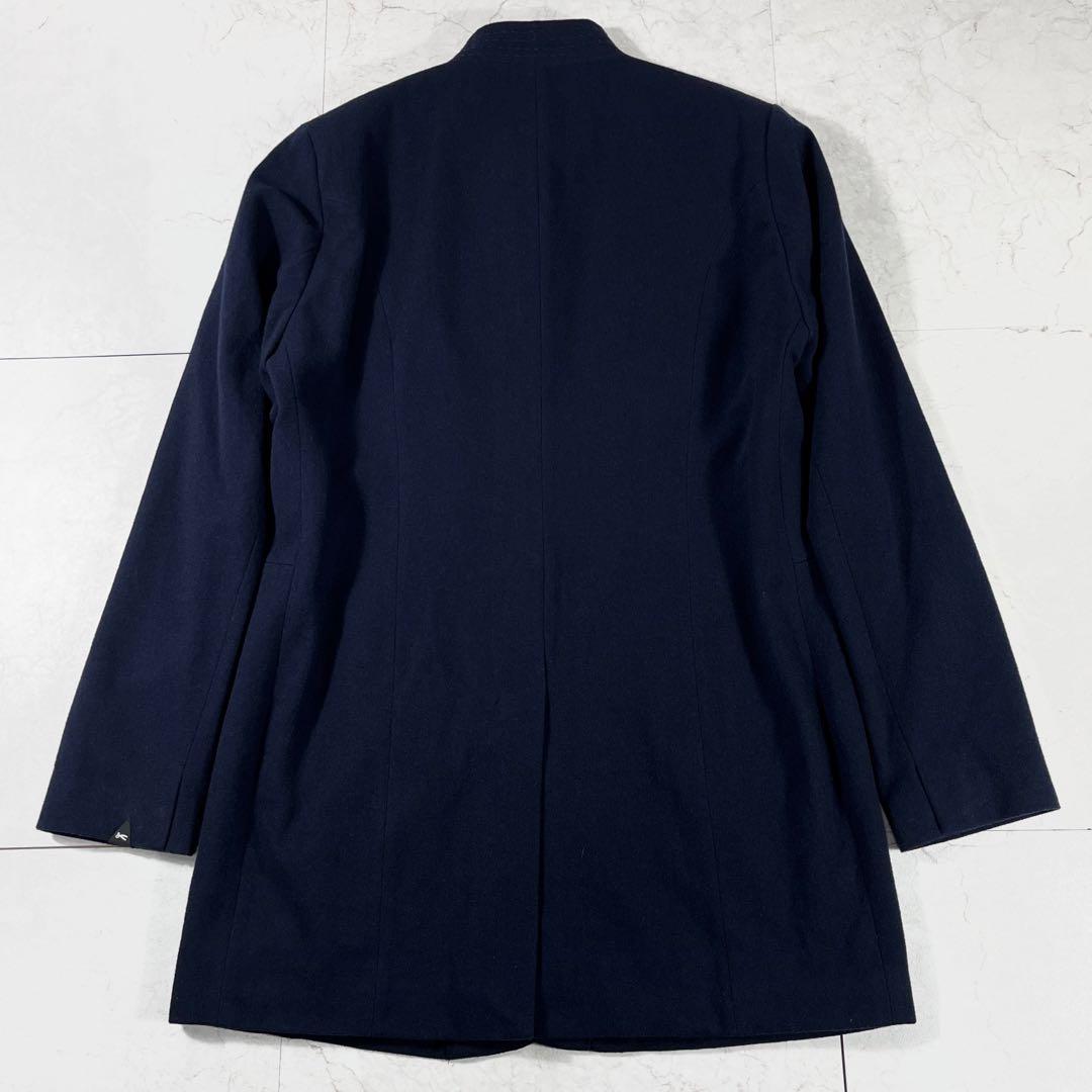 ✨美品 デンハム 希少 刺子 マオカラーコート ネイビー 刻印ボタン 裏プリント