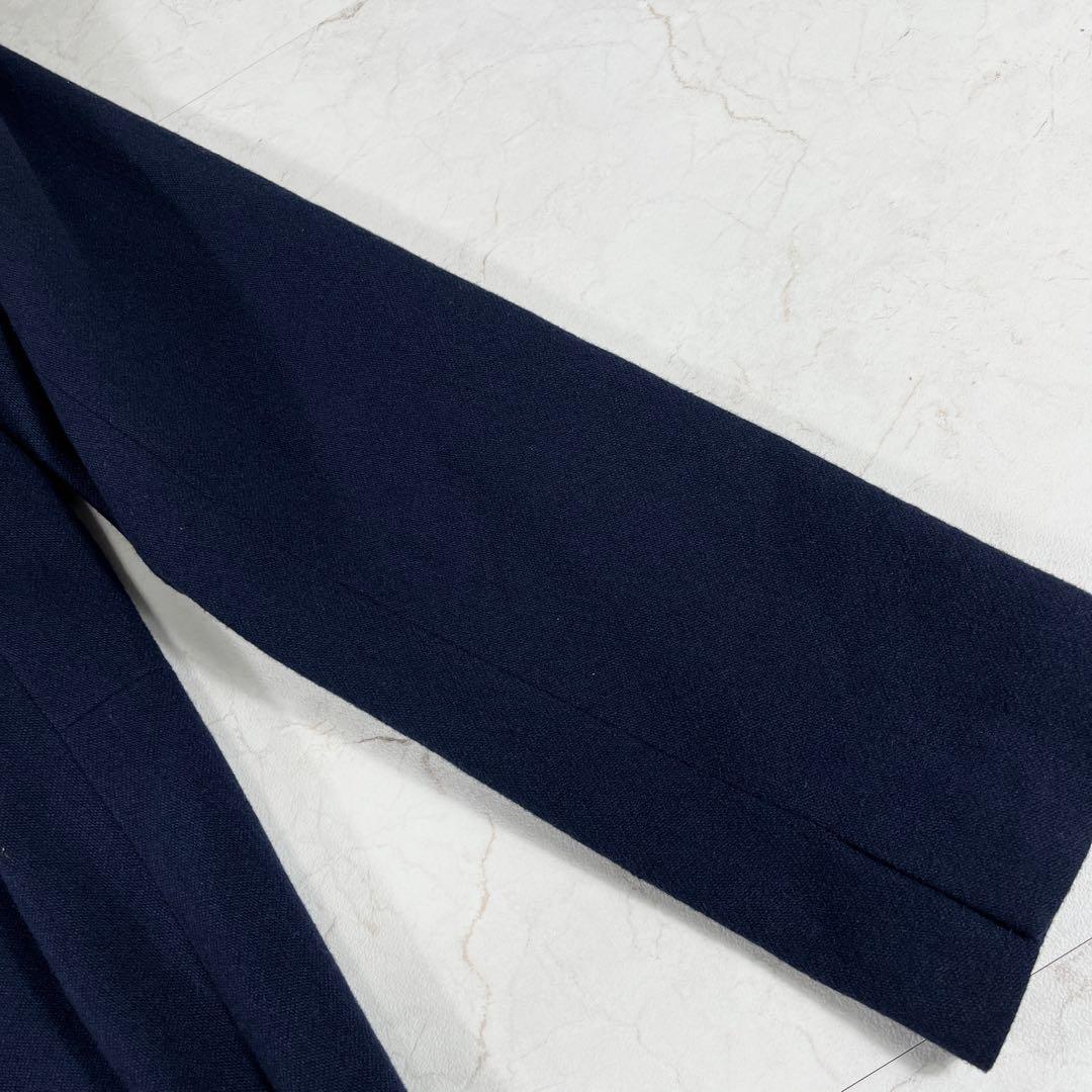 ✨美品 デンハム 希少 刺子 マオカラーコート ネイビー 刻印ボタン 裏プリント