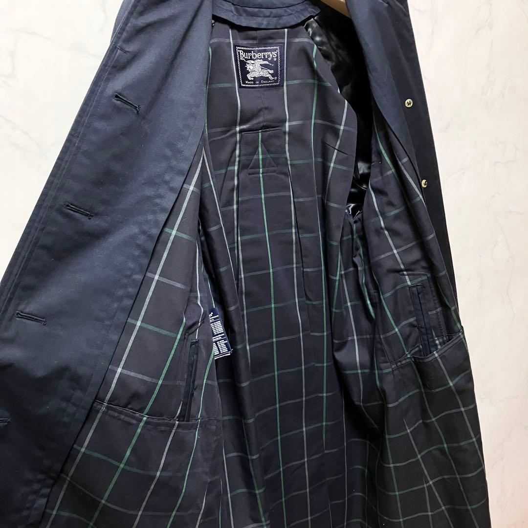 バーバリー ステンカラーコート ネイビー 10 L ベルト