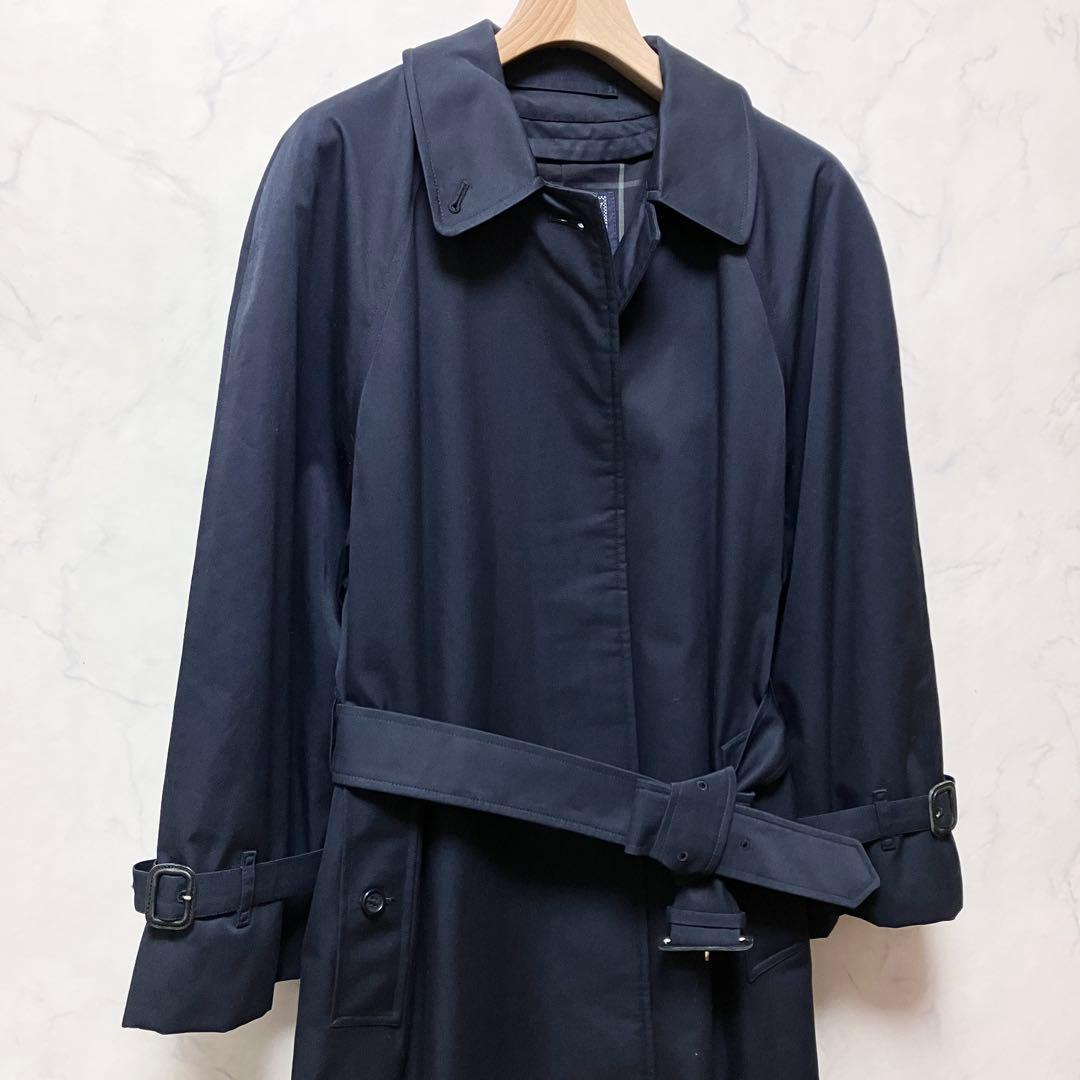 バーバリー ステンカラーコート ネイビー 10 L ベルト