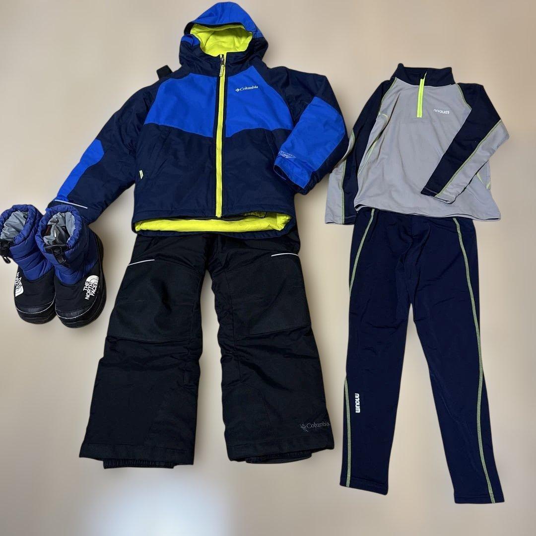 コロンビア　子ども用スキーウェアセット　ノースフェイススノーブーツ