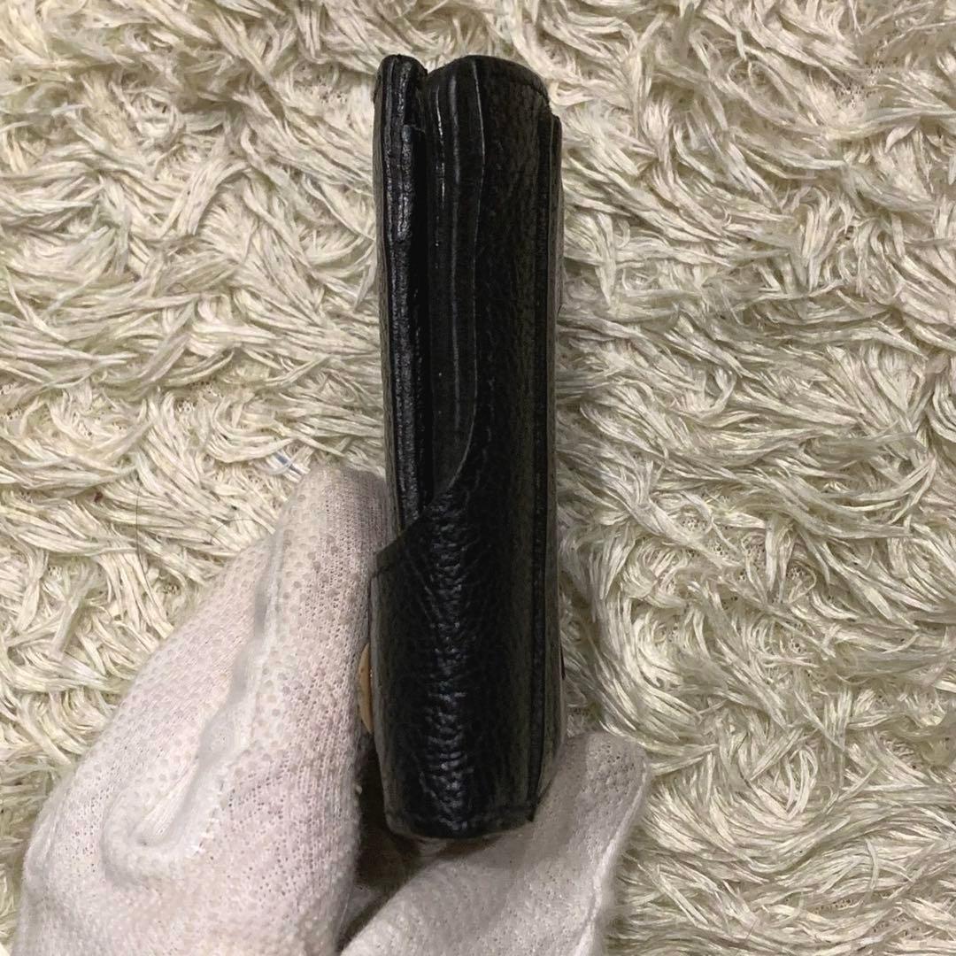 美品✨ イルビゾンテ 二つ折り財布 レザー 金ボタン 多機能 ブラック