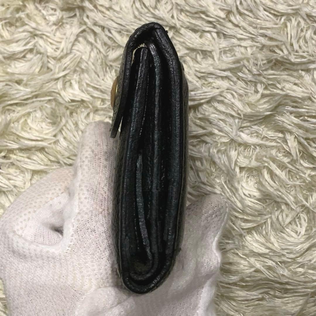美品✨ イルビゾンテ 二つ折り財布 レザー 金ボタン 多機能 ブラック