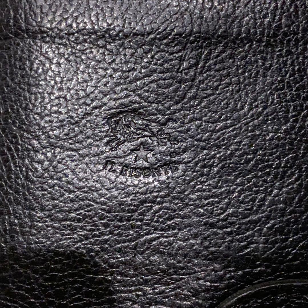 美品✨ イルビゾンテ 二つ折り財布 レザー 金ボタン 多機能 ブラック