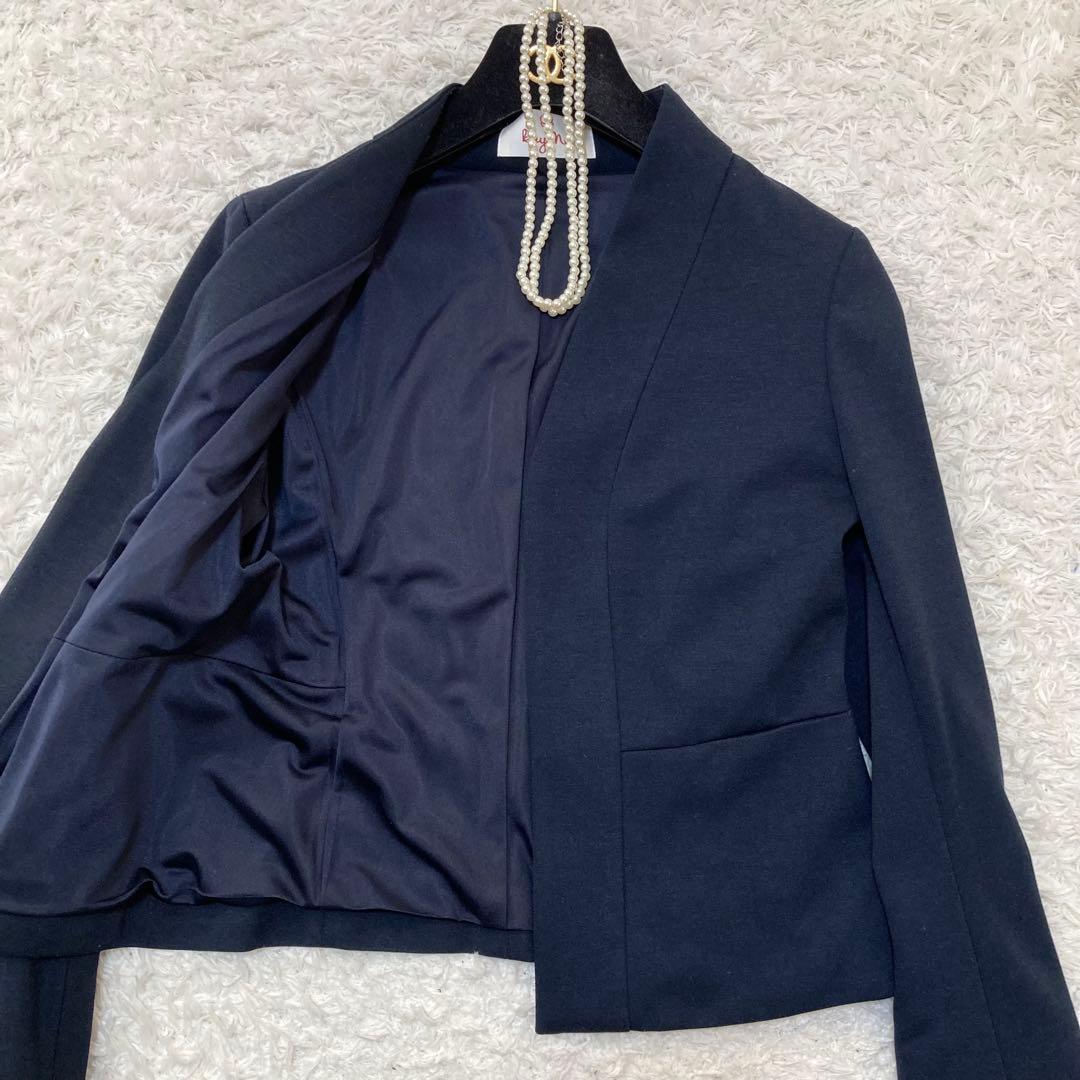美品♡ ケイミー kayme ノーカラージャケット ネイビー サイズ9 ビジネス