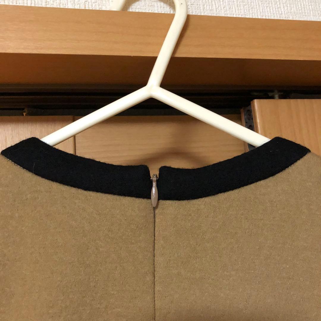 ま*れ様 チ*コ様 新品！アンタイトル ウールジャージ 配色ワンピース　キャメル
