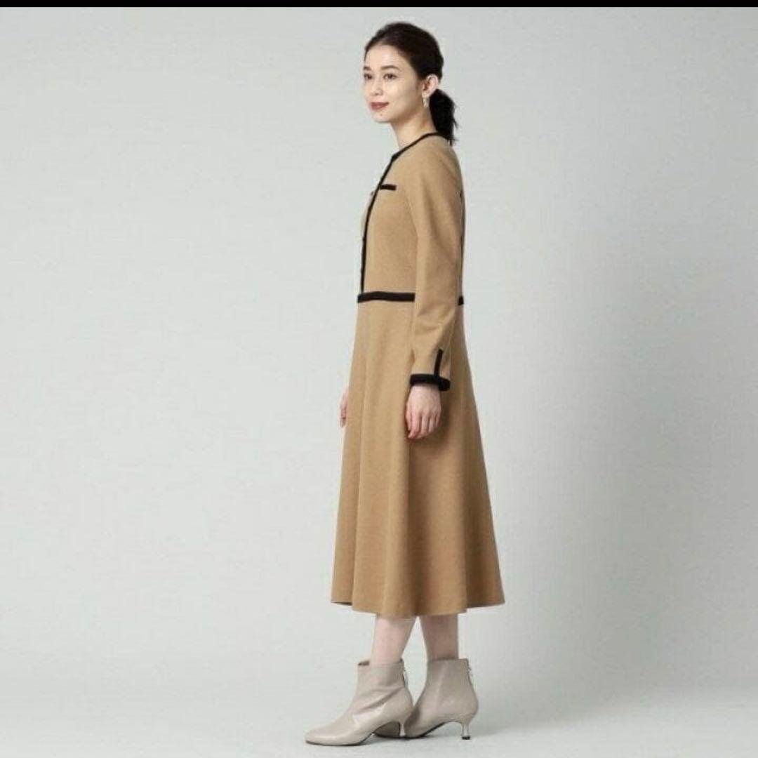 ま*れ様 チ*コ様 新品！アンタイトル ウールジャージ 配色ワンピース　キャメル