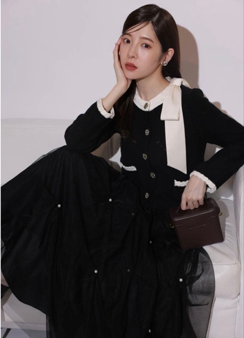 ジャケット・アウター Rirandture MARIEBELLE Ribbon Knit Jacket