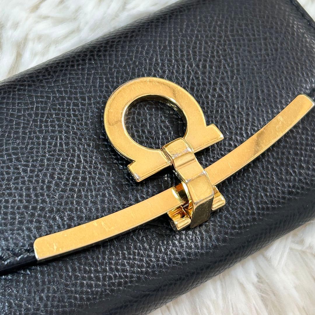 美品✨フェラガモ　現行　キーケース　リング　RFIDタグ　ガンチーニ　黒　付属品