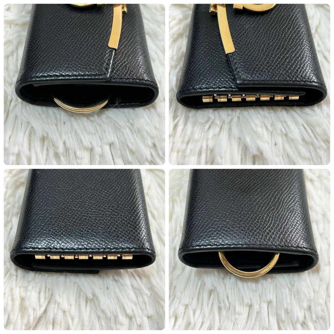 美品✨フェラガモ　現行　キーケース　リング　RFIDタグ　ガンチーニ　黒　付属品