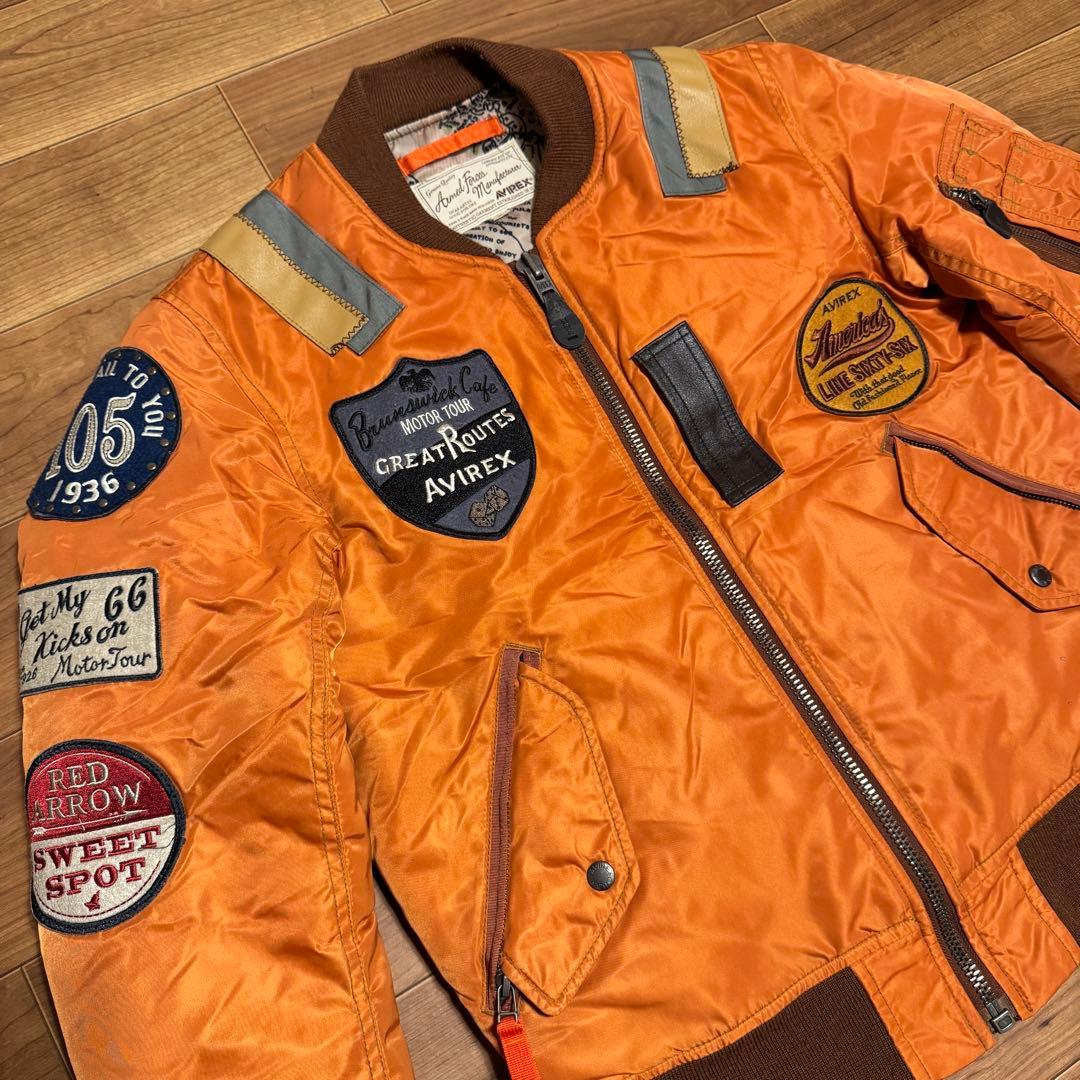 AVIREX ワッペンカスタム MA-1 M オレンジ