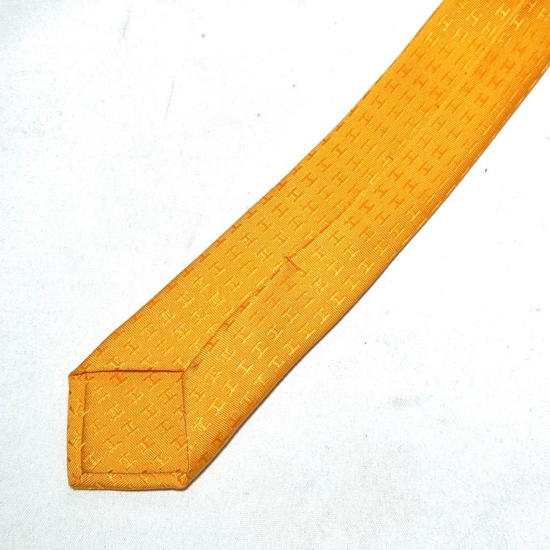 HERMES エルメス ファソネ ネクタイ オレンジ シルク100% ジャガード
