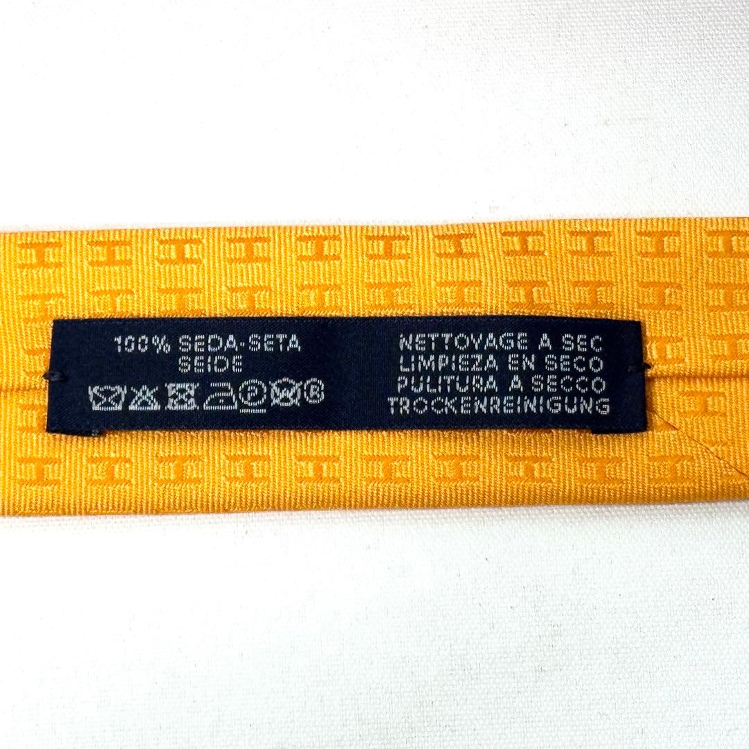 HERMES エルメス ファソネ ネクタイ オレンジ シルク100% ジャガード