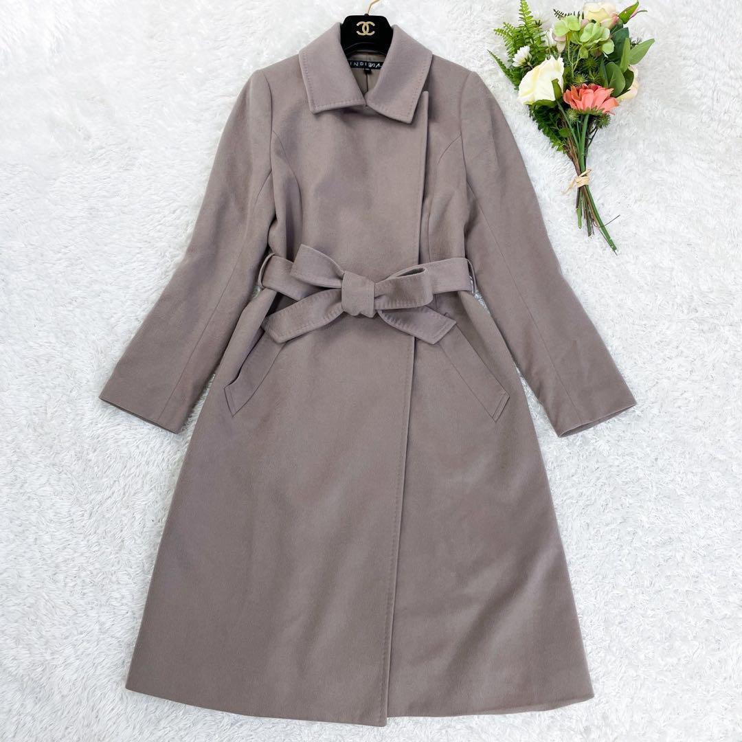 極美品✨ INDIVI V.A.I カシミヤビーバーステンカラーコート キャメル