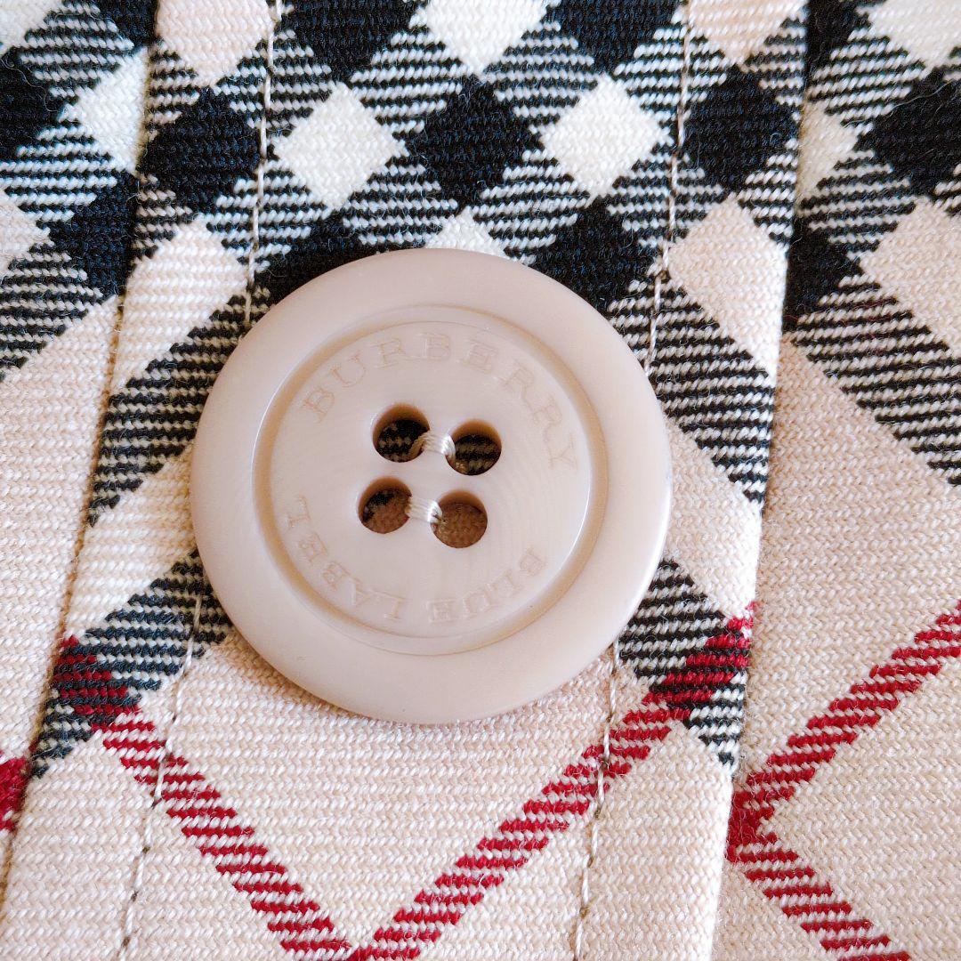 バーバリーブルーレーベル　ミニスカート　ノバチェック　フロントボタン　ベージュ