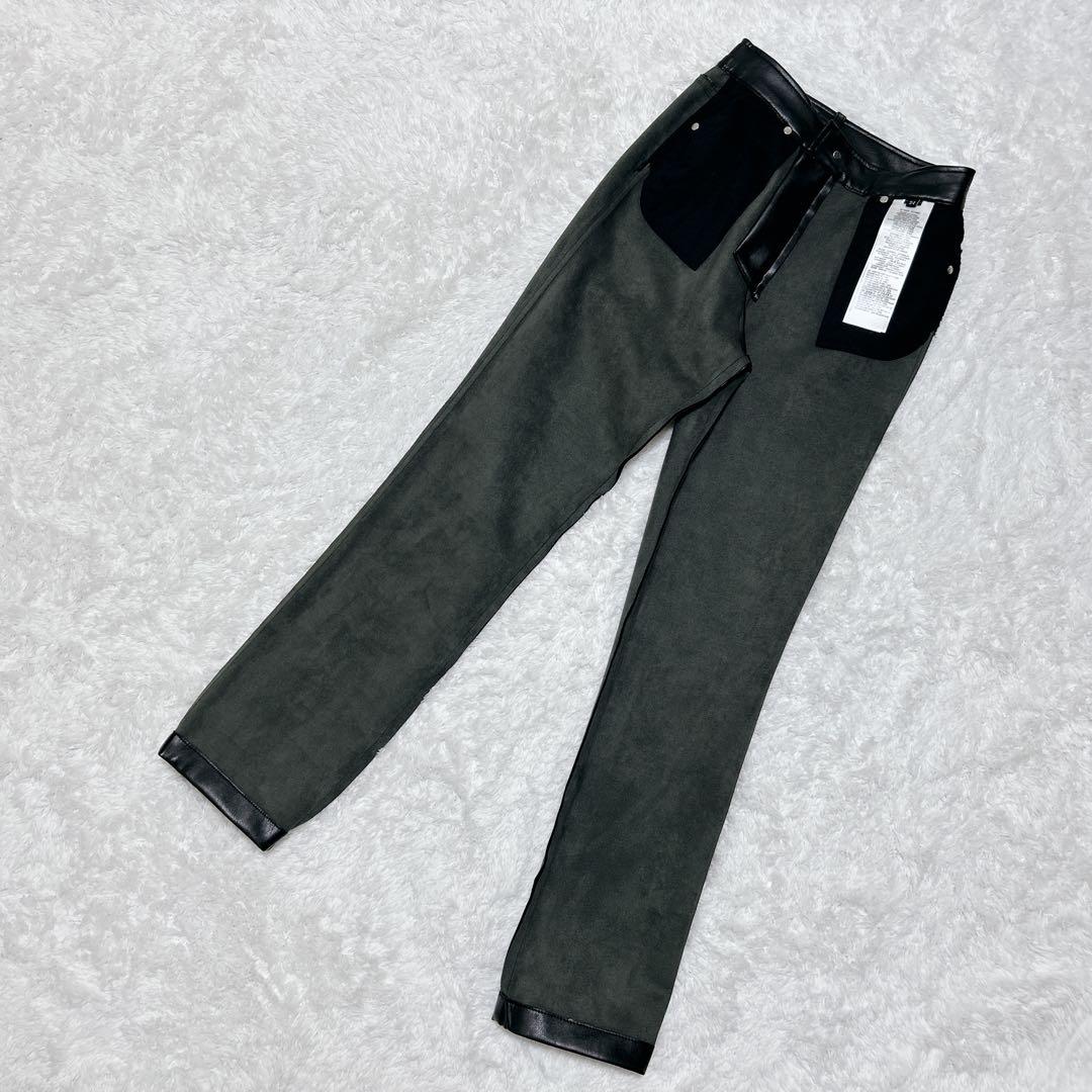 未使用級 DIESEL ディーゼル レザー Dロゴ ブラック スキニー パンツ