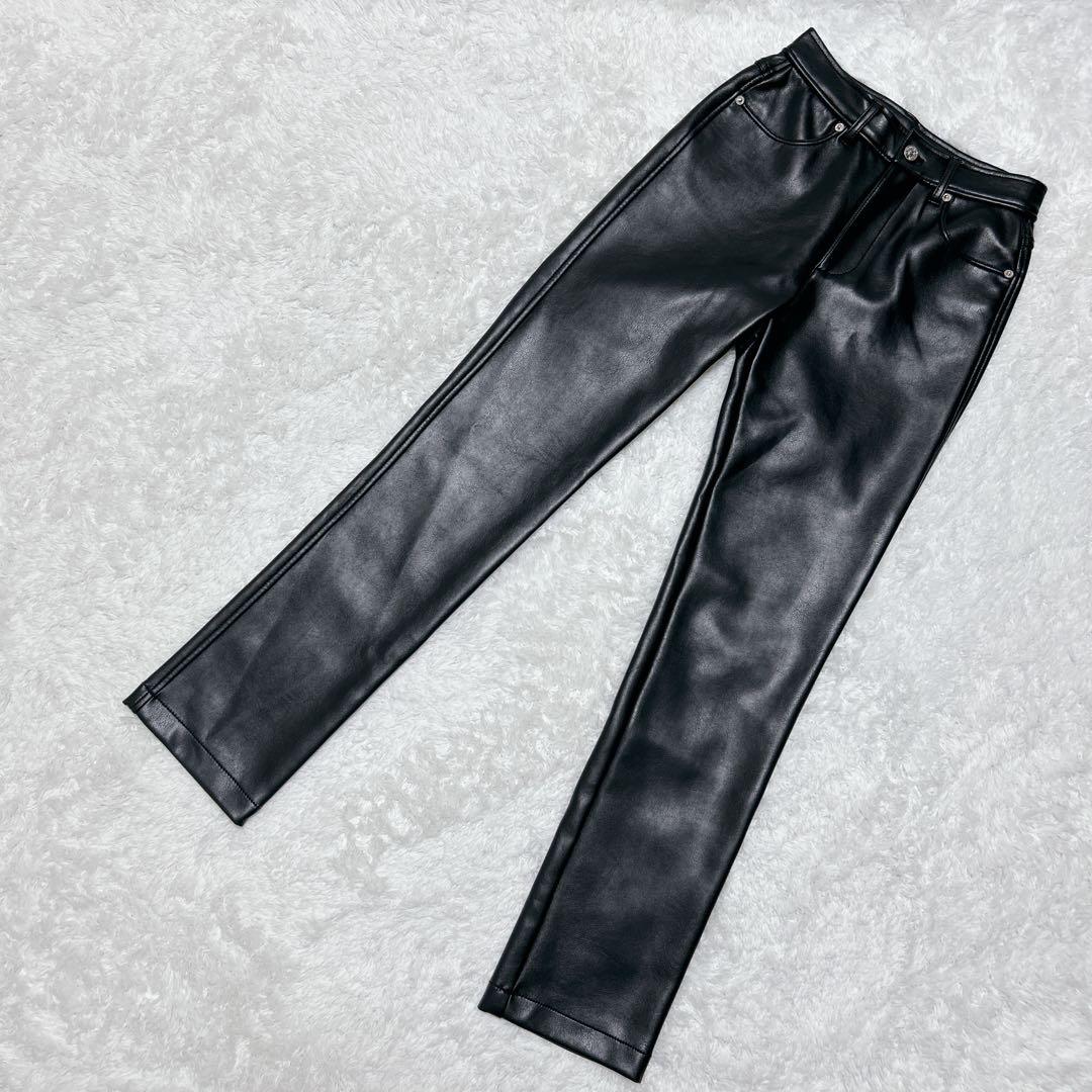 未使用級 DIESEL ディーゼル レザー Dロゴ ブラック スキニー パンツ