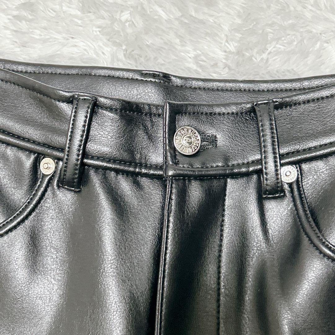 未使用級 DIESEL ディーゼル レザー Dロゴ ブラック スキニー パンツ