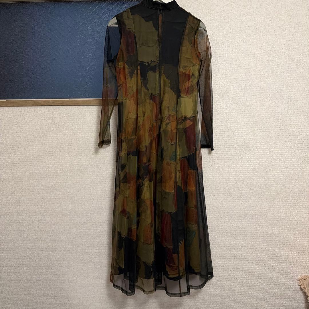 【Ameri VINTAGE】UND GYPSUM ART DRESS カーキ