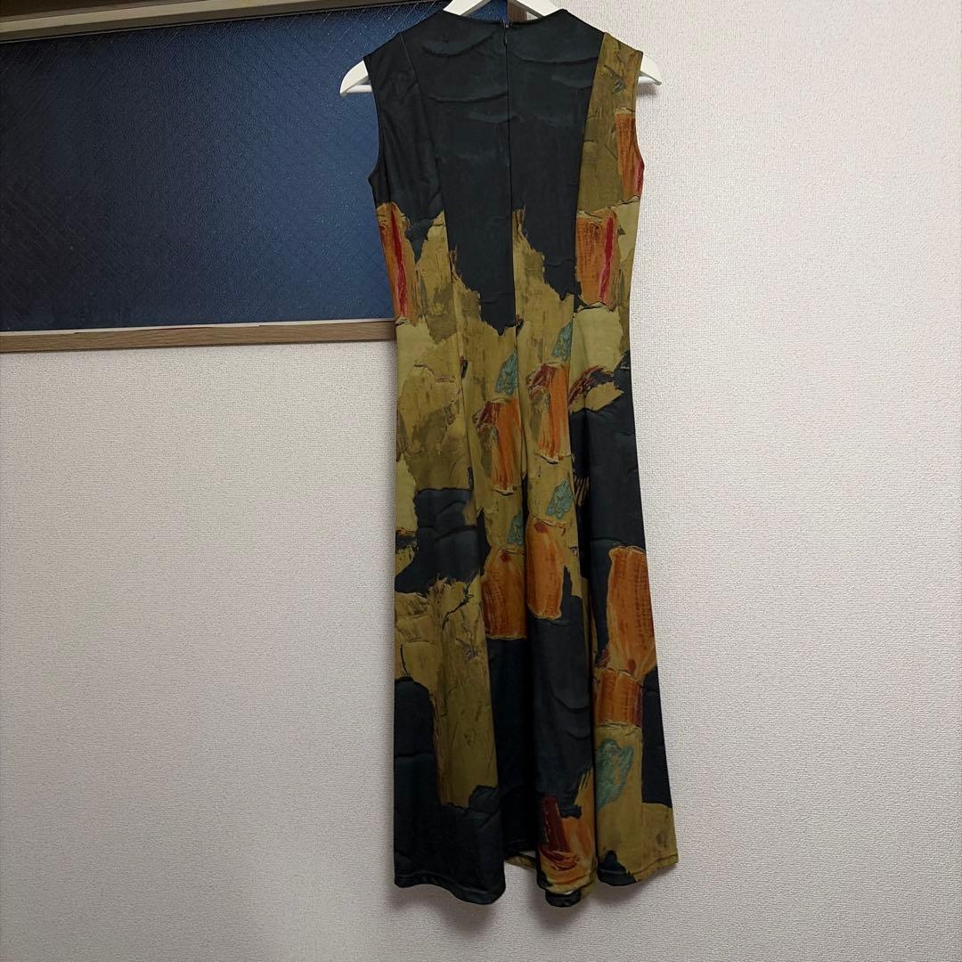 【Ameri VINTAGE】UND GYPSUM ART DRESS カーキ