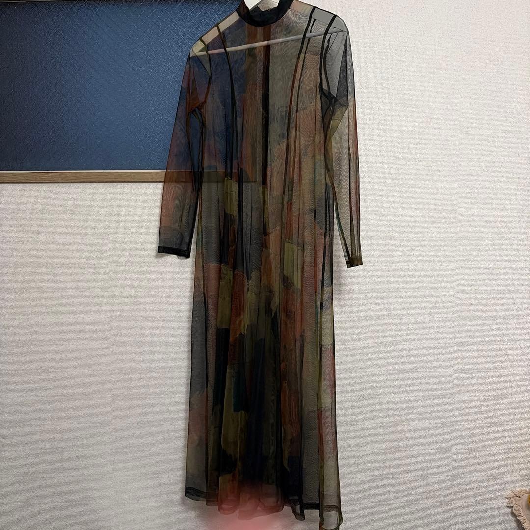 【Ameri VINTAGE】UND GYPSUM ART DRESS カーキ