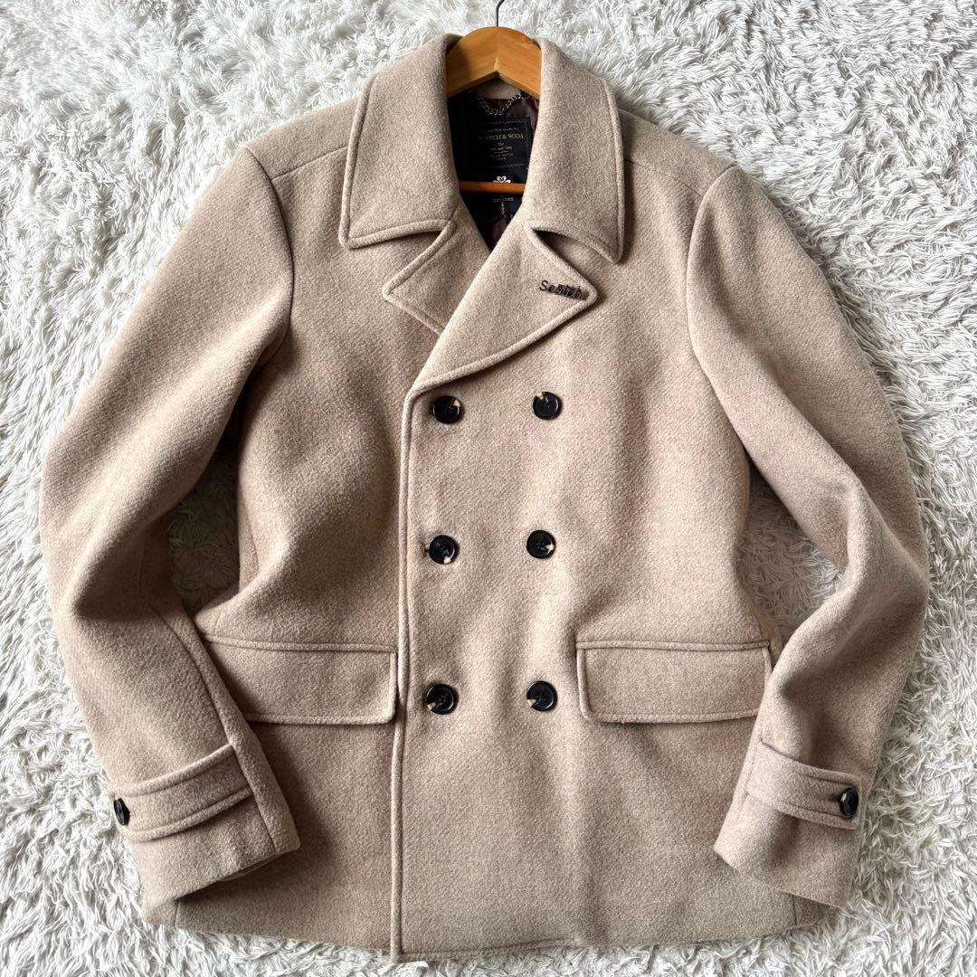 極美品　スコッチ&ソーダ　ダブル　ピーコート　中綿　キルティング　L ベージュ