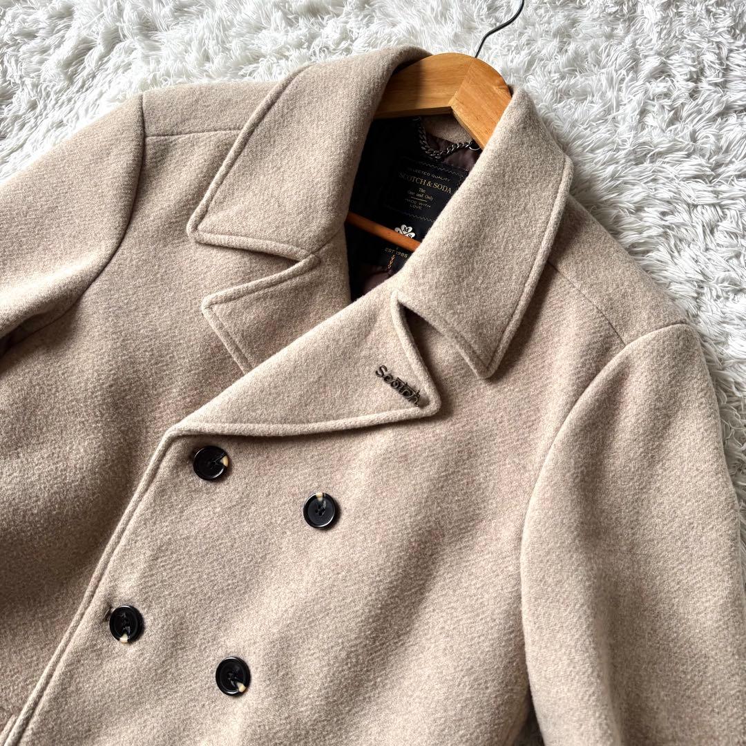 極美品　スコッチ&ソーダ　ダブル　ピーコート　中綿　キルティング　L ベージュ