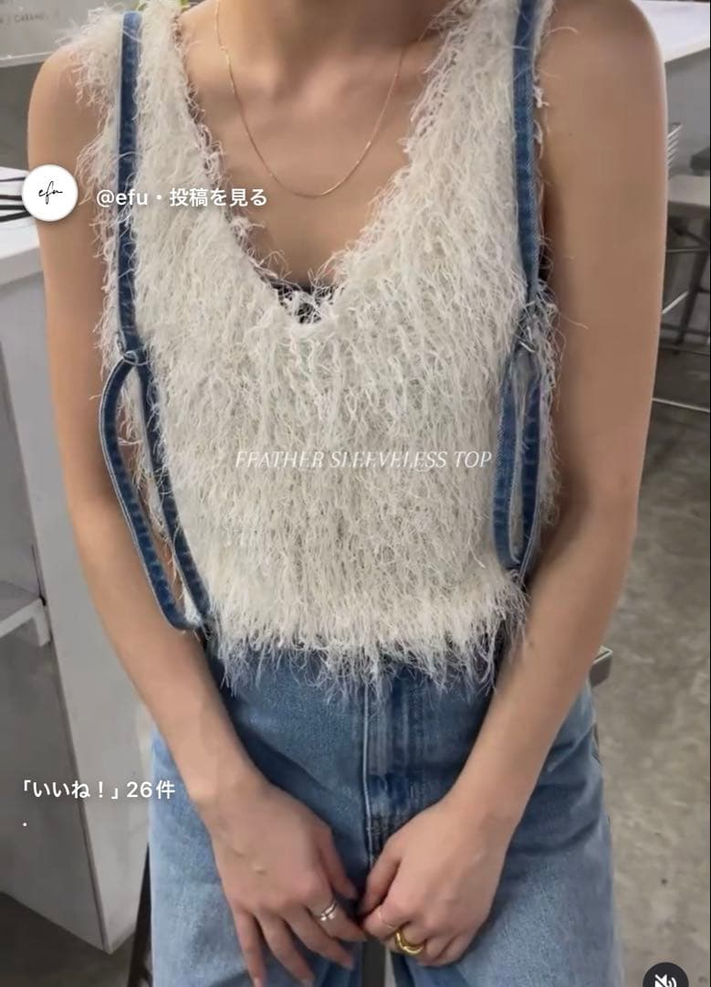 efu EATHER SLEEVELESS TOP ホワイトF