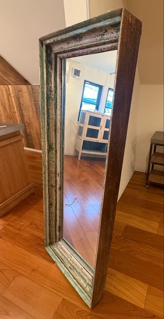 【展示品】ヴィンテージ大型姿見 グリーンブラウン