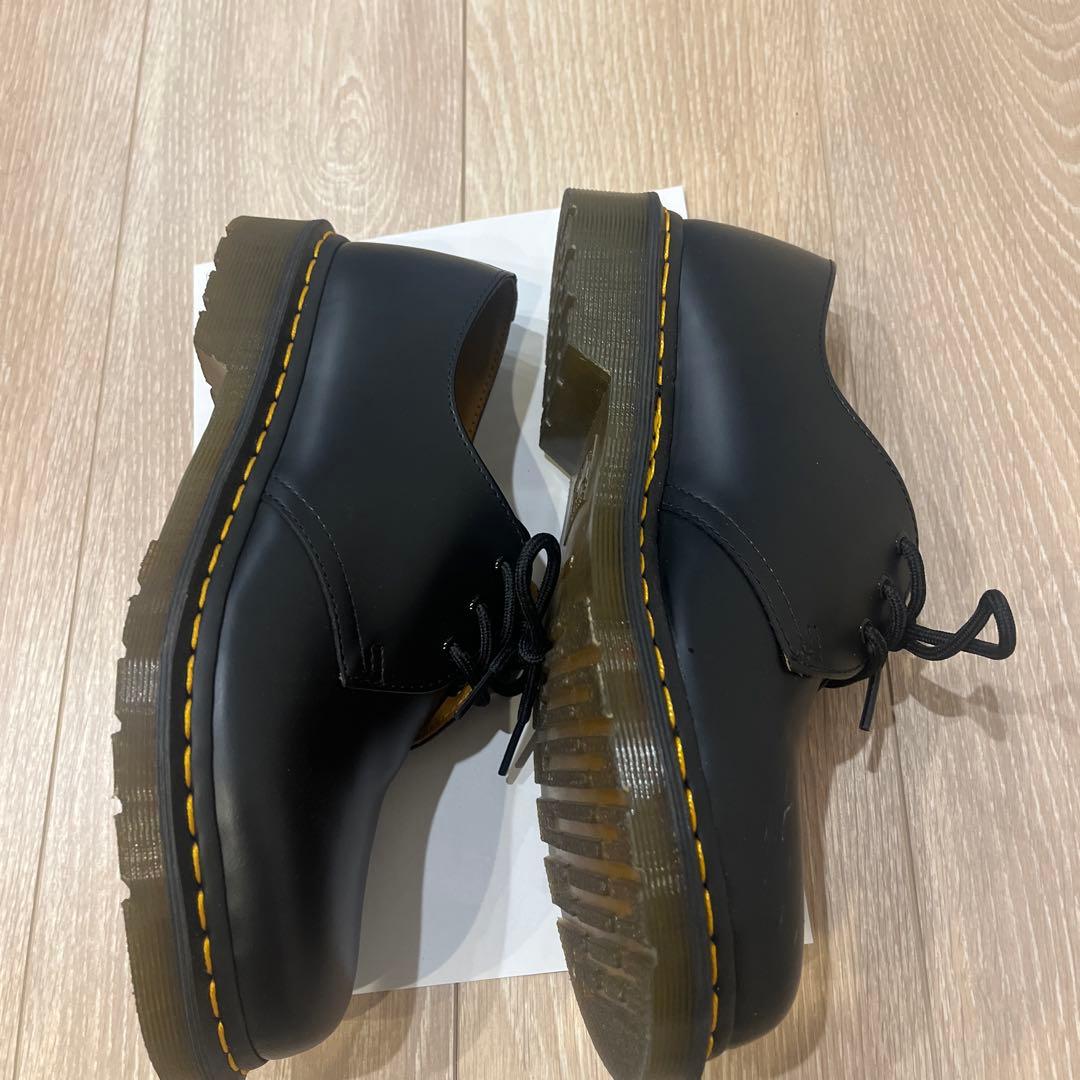 ブラックレザーシューズ イエローステッチ箱無し