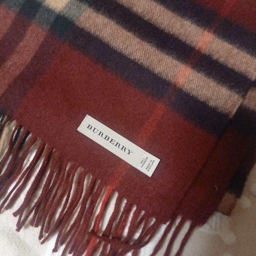 BURBERRY ボルドー チェック柄 マフラー
