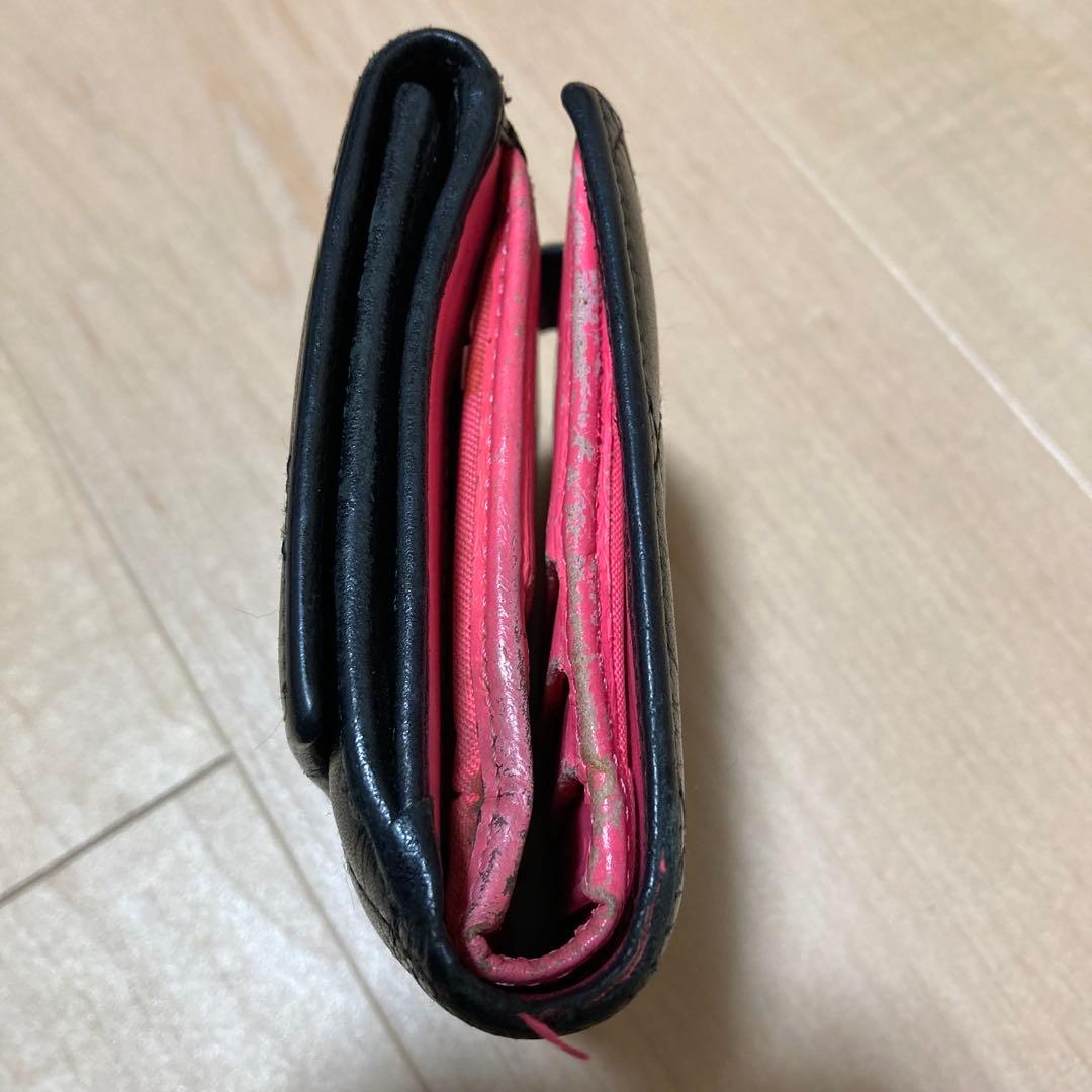 シールあり！シャネル CHANEL カンボンライン Wホック 二つ折り財布 黒