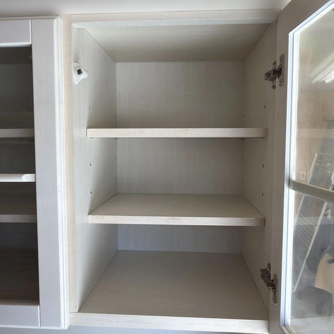 ミランダ120ニトリ ホワイト食器棚 ガラス扉付き