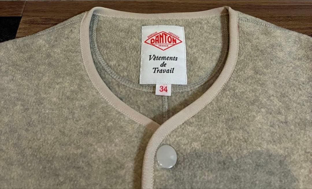 極美　DANTON ダントンフリース ノーカラー ジャケット　レディースS