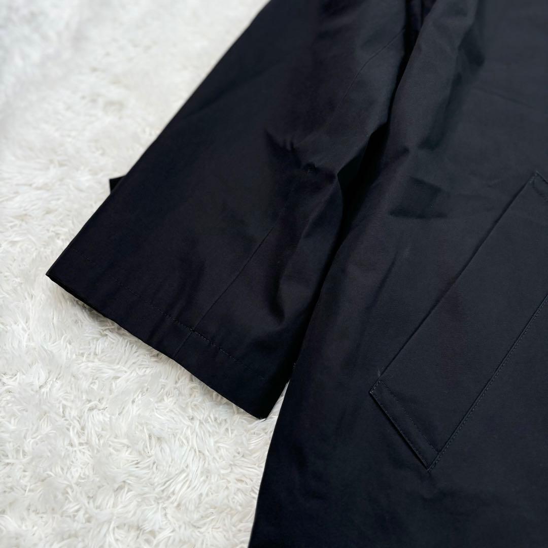 極美品✨マッキントッシュロンドン ノーカラーコート 撥水加工 ブラック 裏地総柄