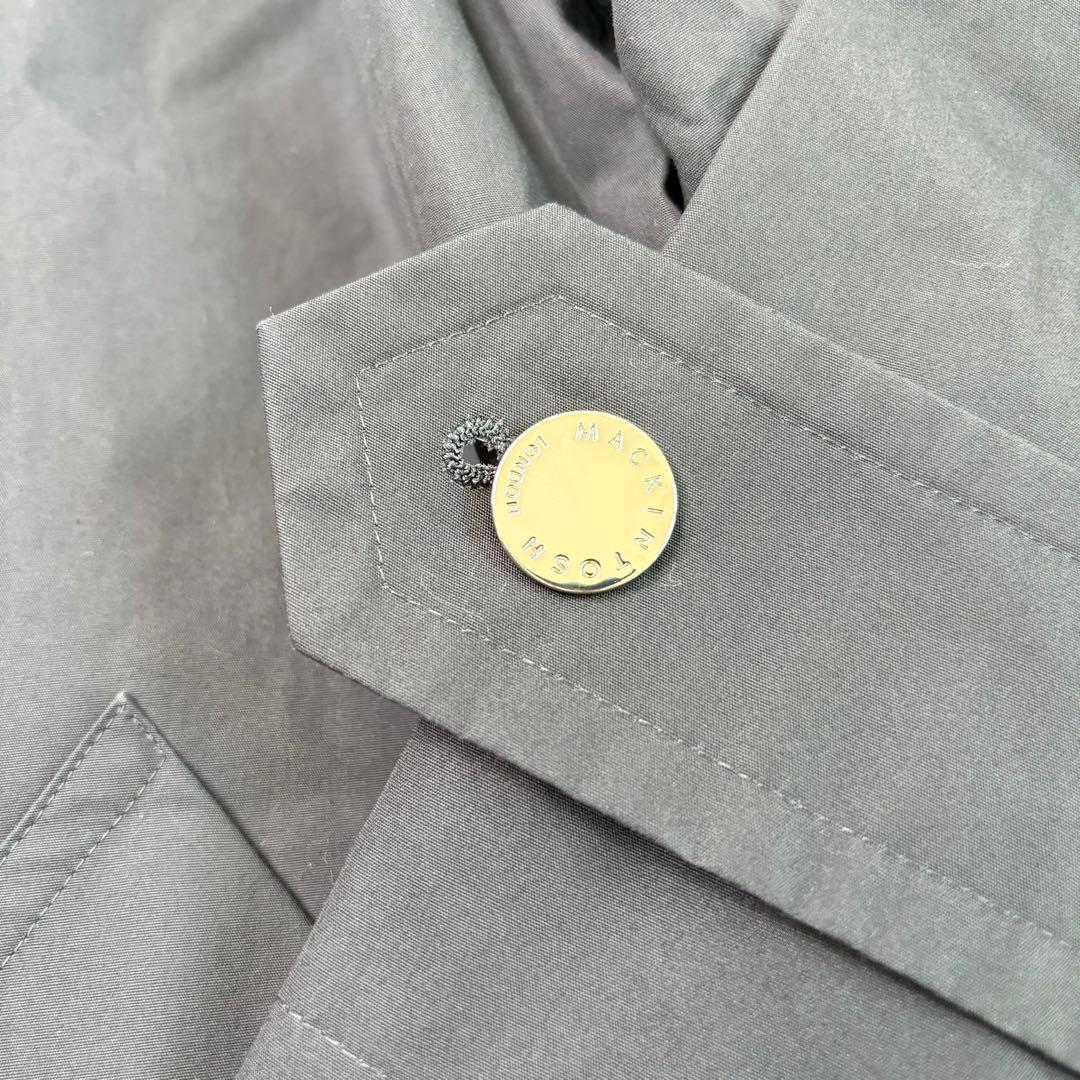 極美品✨マッキントッシュロンドン ノーカラーコート 撥水加工 ブラック 裏地総柄