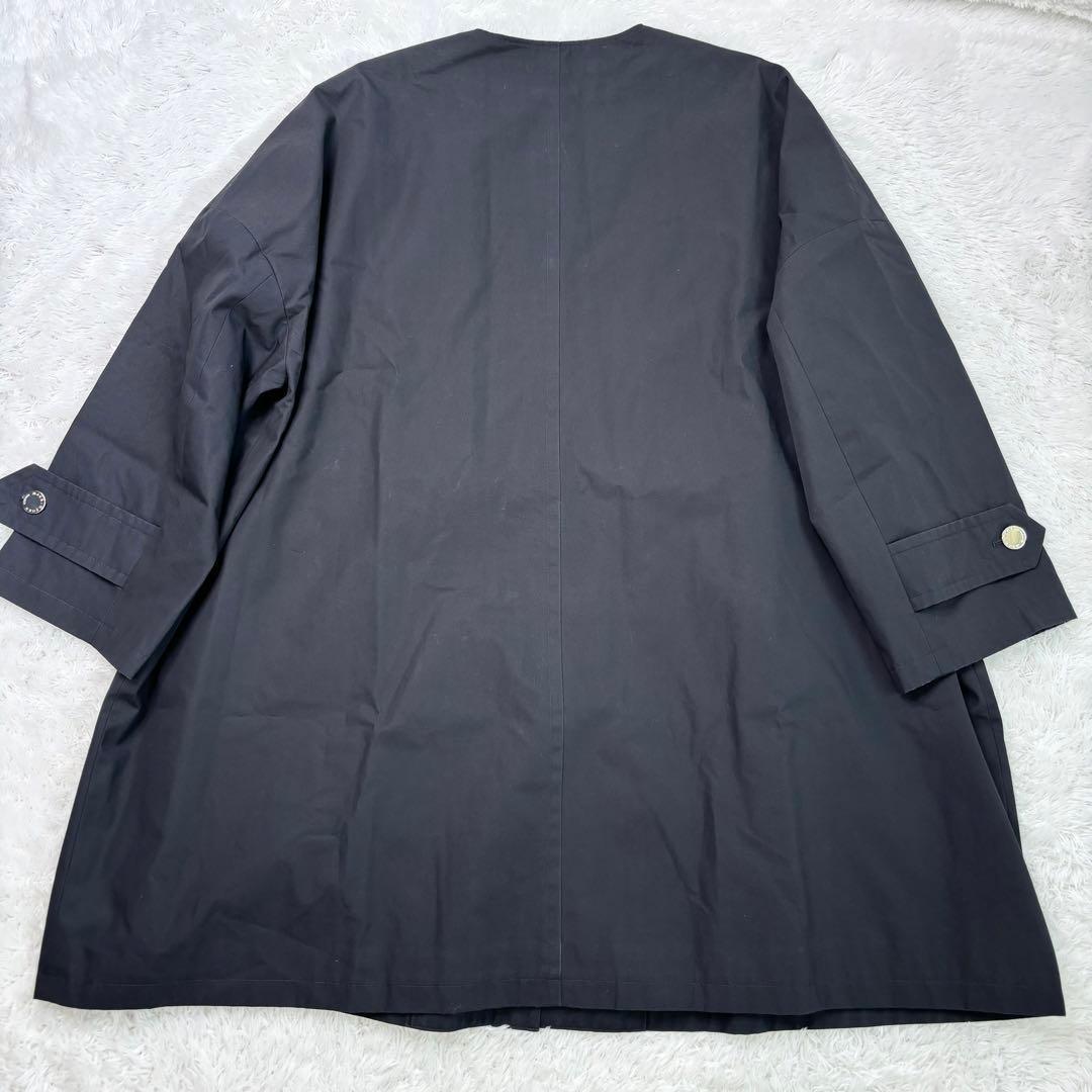 極美品✨マッキントッシュロンドン ノーカラーコート 撥水加工 ブラック 裏地総柄