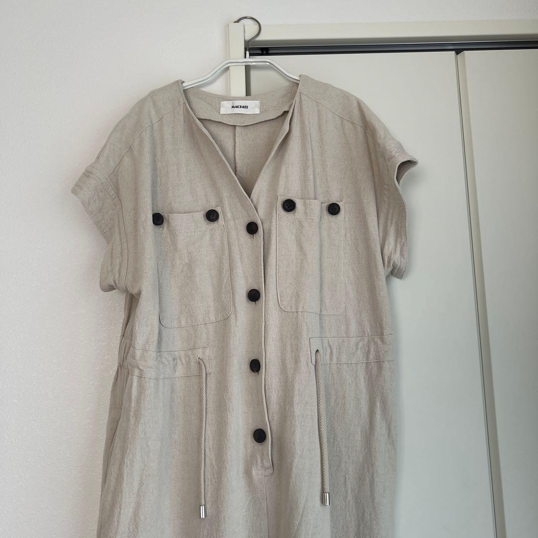 MACHATT オールインワン コットンリネン 半袖 ホワイト