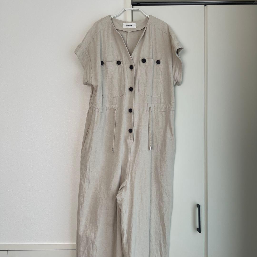 MACHATT オールインワン コットンリネン 半袖 ホワイト